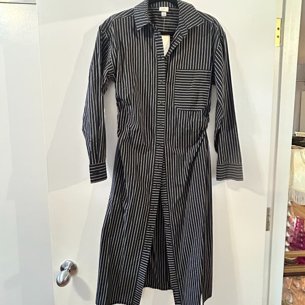 Black & White Pinstripe Shirt Dress